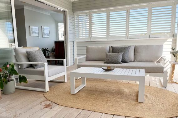 white outdoor 3 seater and single sofa nz