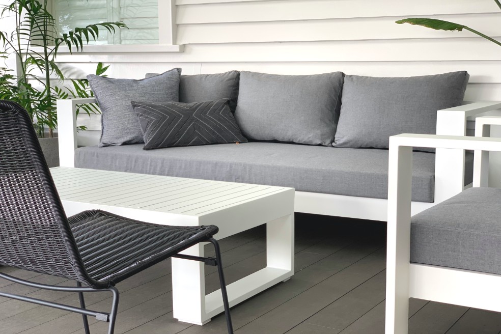 Bask Outdoor Coffee Table White, Outdoor Furniture Close By
