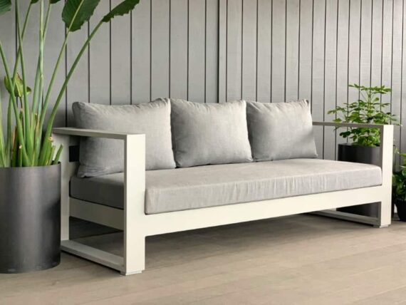bask sunbrella 3 seater outdoor sofa grey