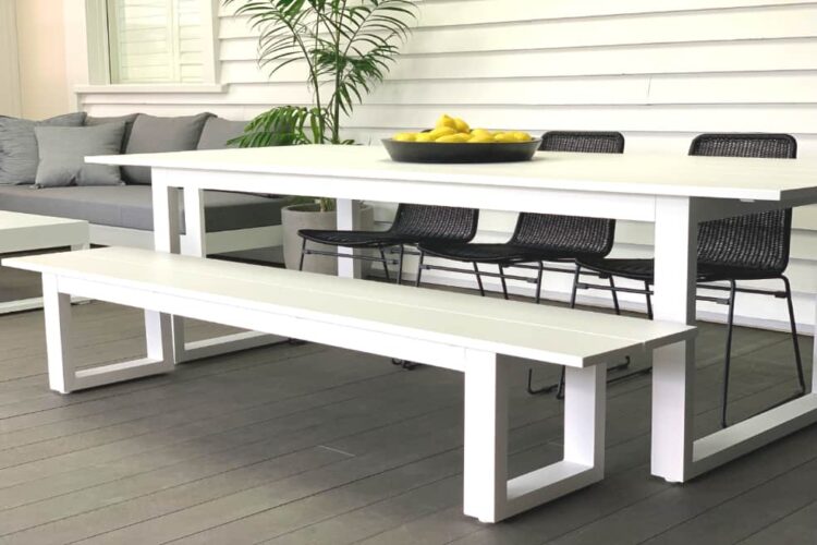 modern white aluminium outdoor dining set auckland