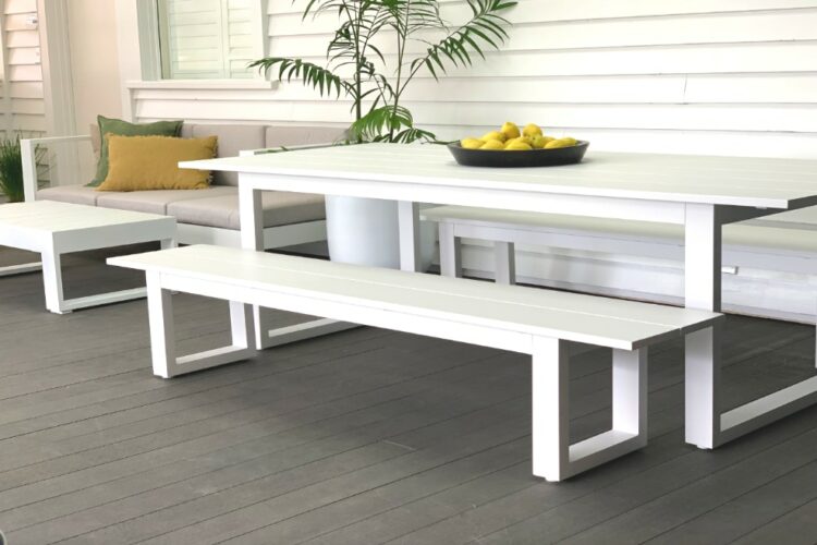 stylish white aluminium outdoor table Auckland