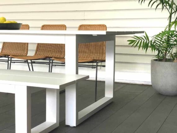 large 8 seater white aluminum outdoor table