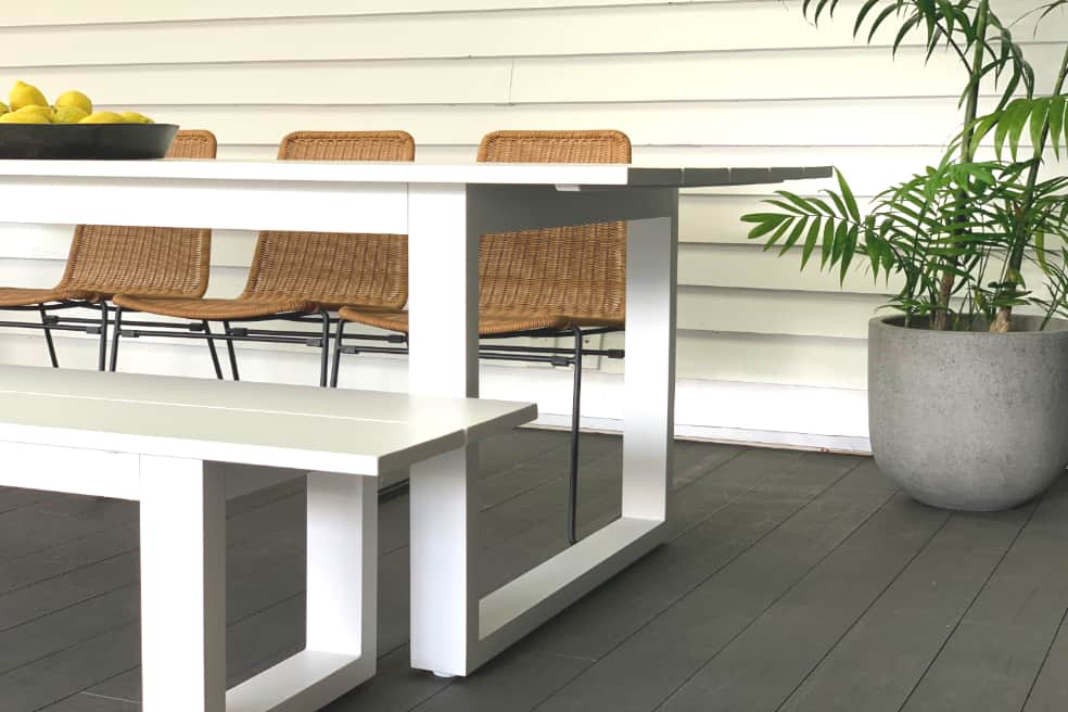large 8 seater white aluminum outdoor table