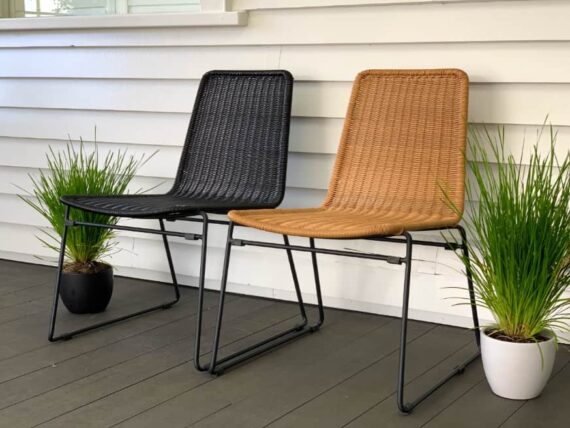 outdoor proof rattan steel outdoor dining chairs