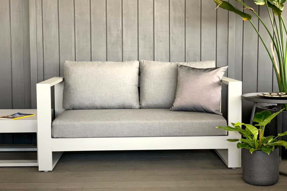 grey aluminium sunbrella 2 seater outdoor sofa nz