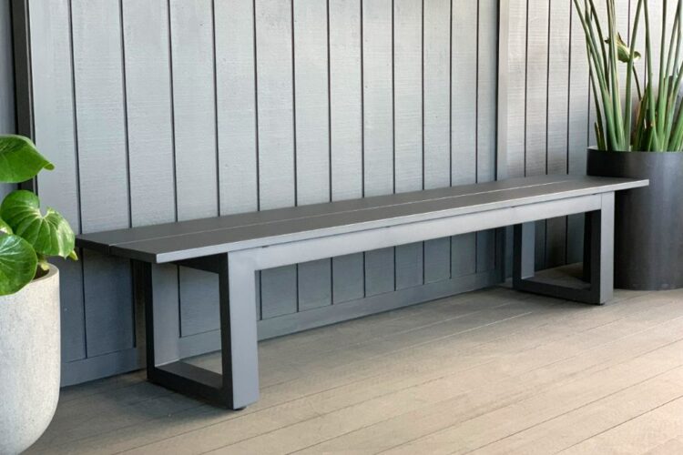 anthracite grey aluminium outdoor dining bench seat nz
