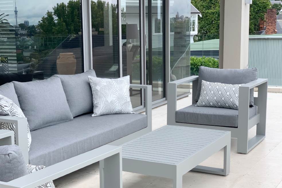 modern outdoor arm chair grey