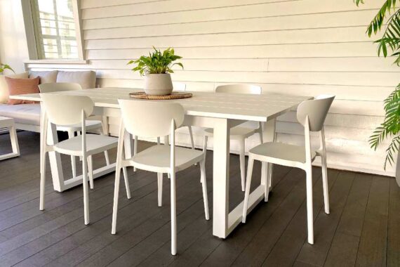 White 6 Outdoor Dining Table 2.O M