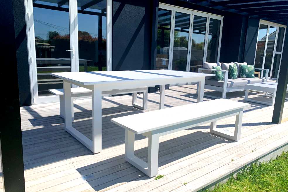 The Long Lunch Range Outdoor Bench, Outdoor Bench Seating With Table