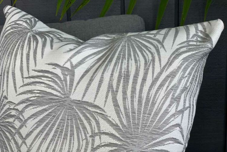 grey palm print outdoor cushion nz