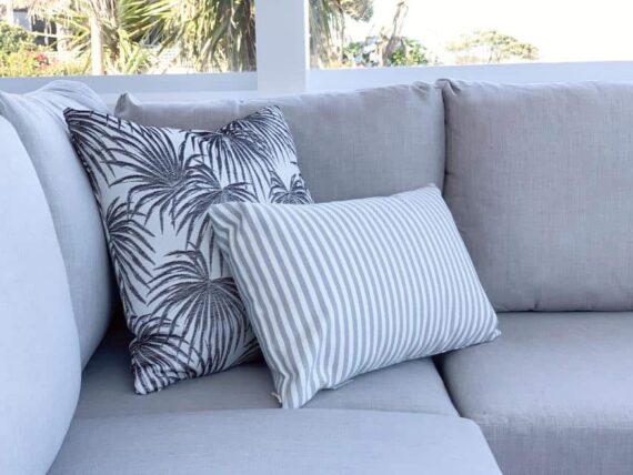 grey striped rectangular outdoor cushion nz