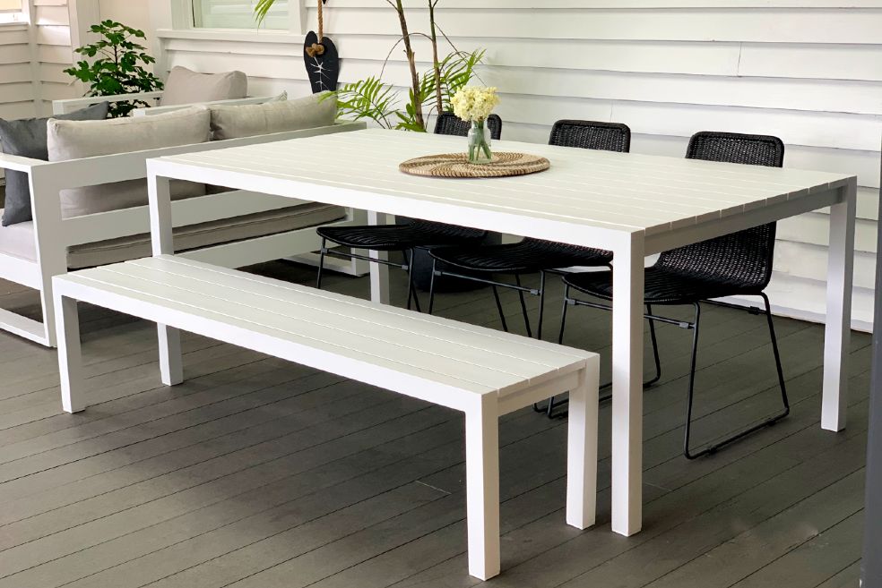 2M modern white outdoor table nz