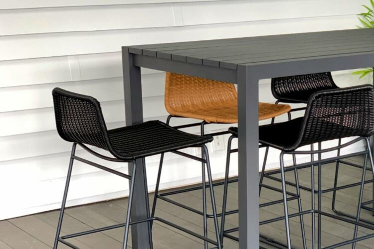 grey 2M outdoor bar table and bar chairs