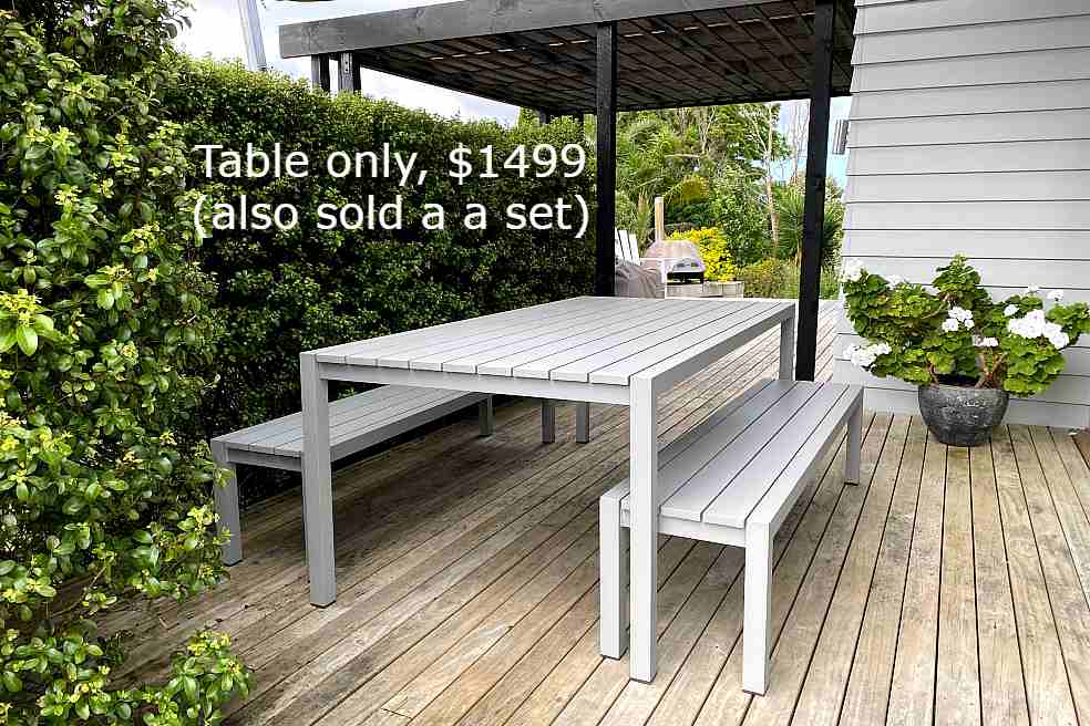 grey slatted 2m outdoor table nz