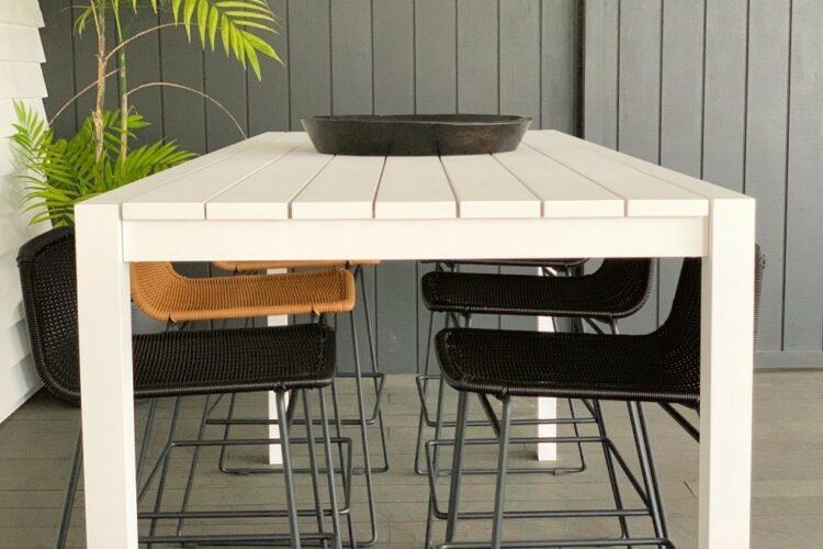 outdoor white 8 seater bar table