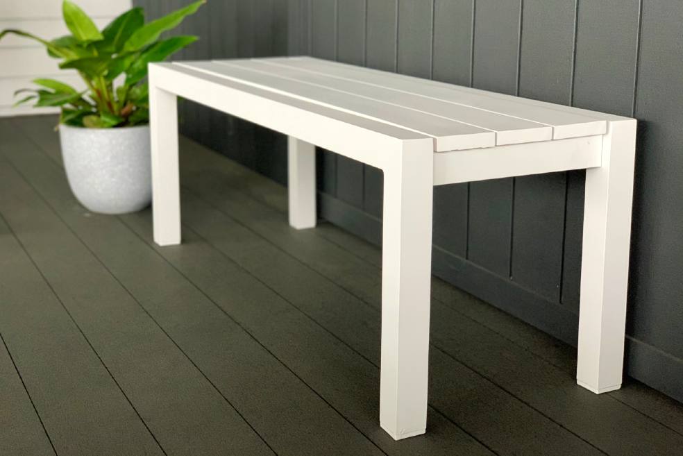 Outdoor Bench Seat 1200mm White, Outdoor Bench Seating With Table