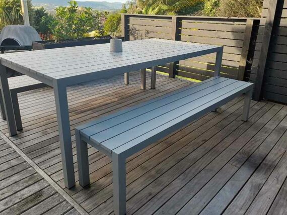 table and bench set grey outdoor nz