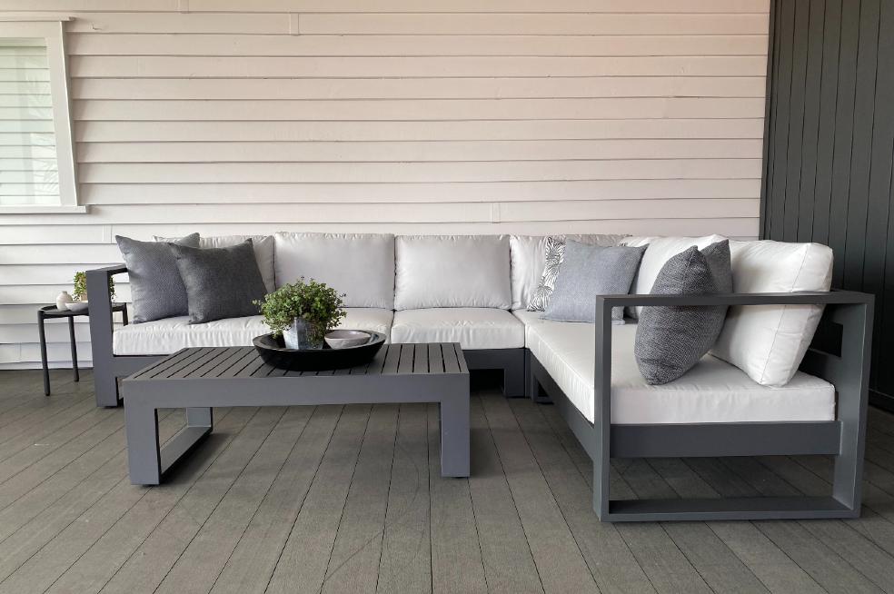 Bask Outdoor Corner Modular Sofa, Charcoal Outdoor Furniture