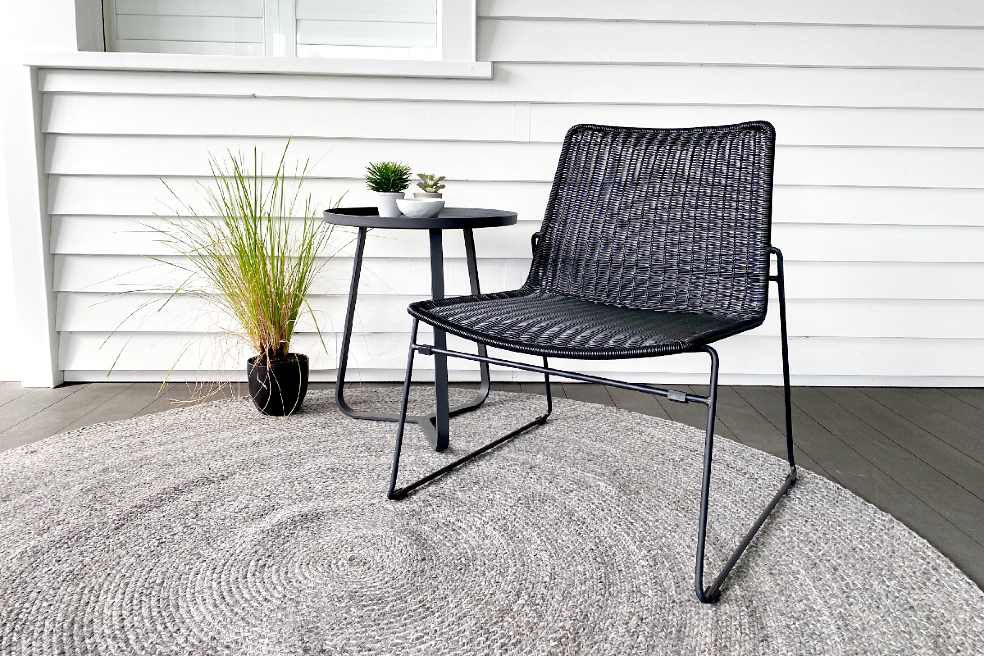 black outdoor rattan relax chair
