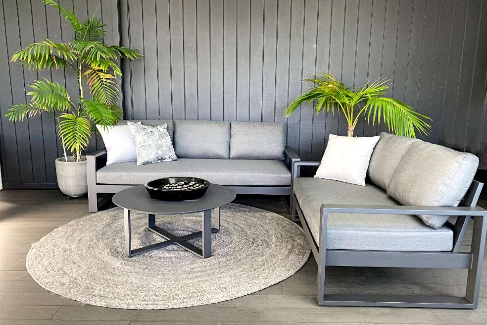 beautiful modern charcoal 3 and 2 seater outdoor setting nz