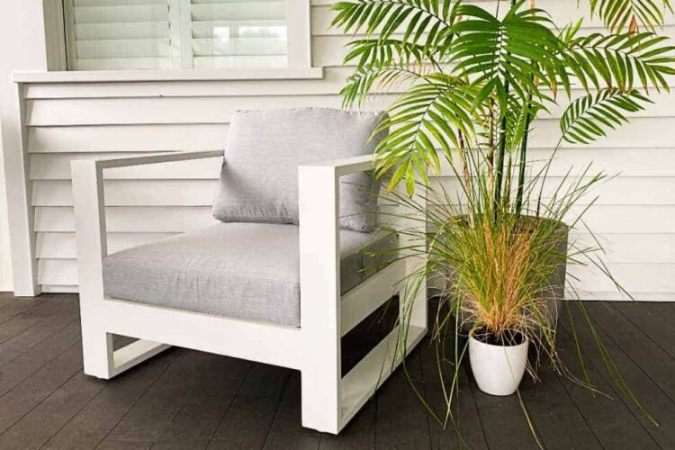 high quality white outdoor lounge chair grey cushions nz