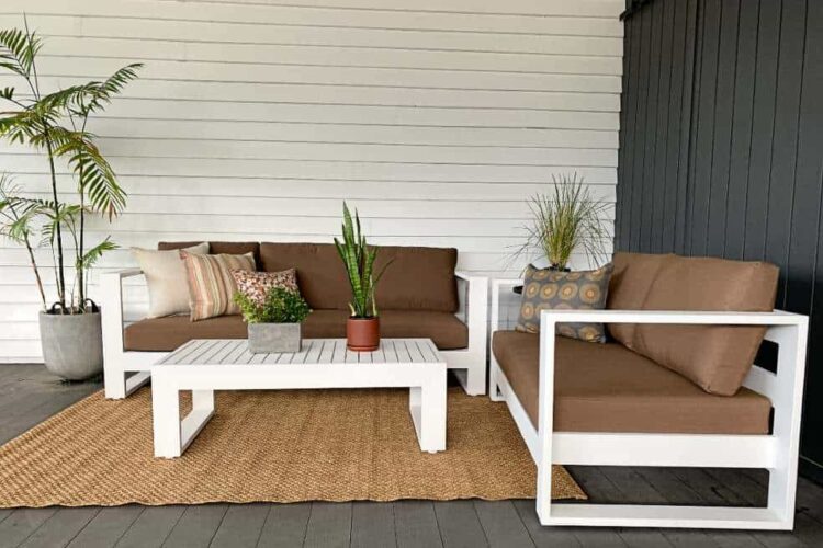 quality 3 plus 2 seater outdoor sofa set nutmeg cushions