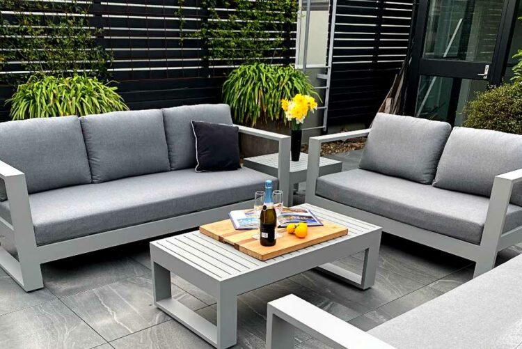 quality grey triple double coffee outdoor set