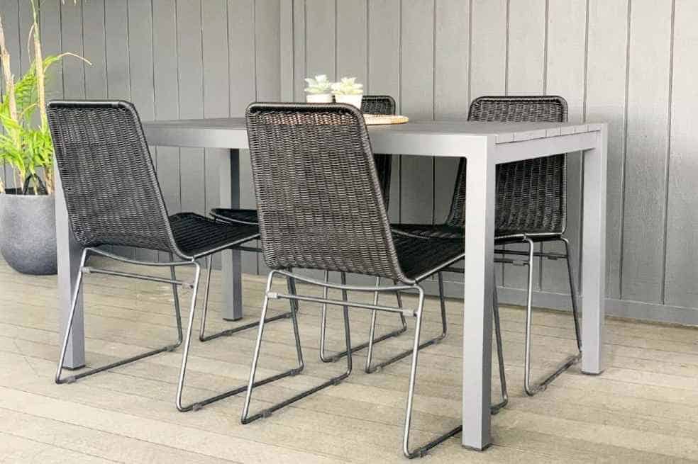 small GREY outdoor aluminium table and chairs 1400mm nz