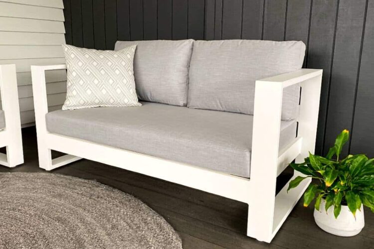 white outdoor double sofa premium fabric nz