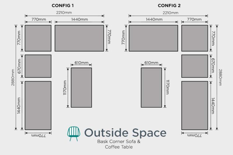 Outdoor Quality Bask Corner Sofa & Coffee Table