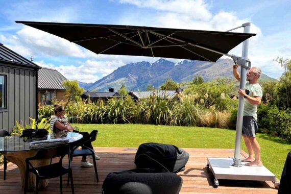 3M x 3M Square Sunbrella® Cantilever Umbrella in 'Coal'