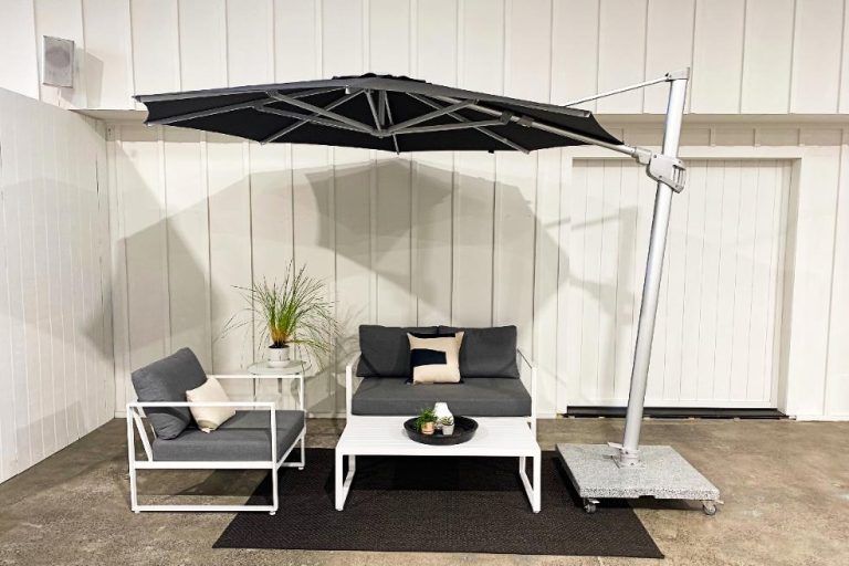 3M Round Cantilever Sunbrella Umbrella in 'Coal' - Outside Space