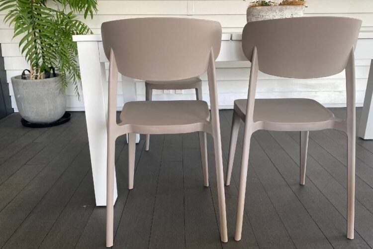 well priced outdoor table and taupe chairs auckland