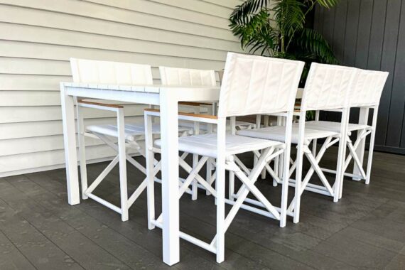 2m white outdoor dining set NZ