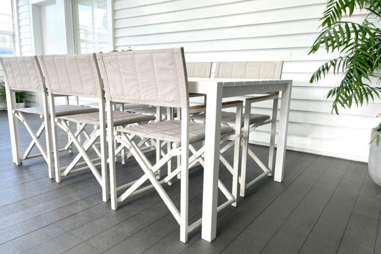 2m white outdoor dining set directors chairs NZ