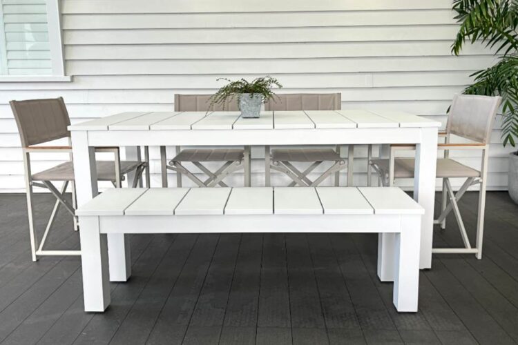 quality white outdoor dining set NZ