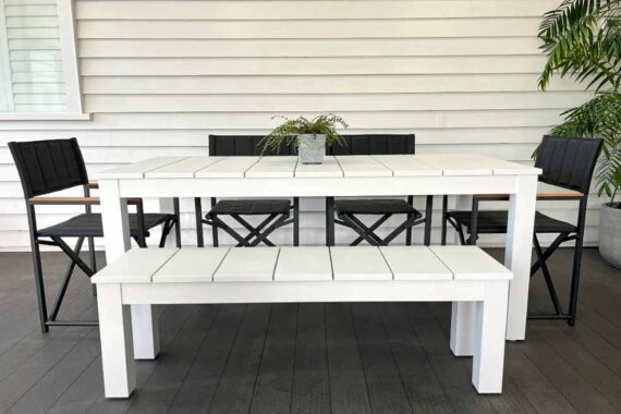 white outdoor dining set NZ Auckland