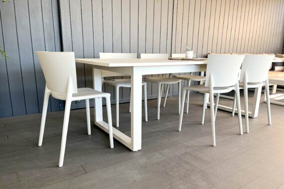large outdoor dining table and chairs