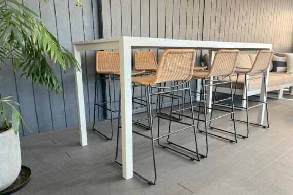 warm contemporary outdoor bar table set