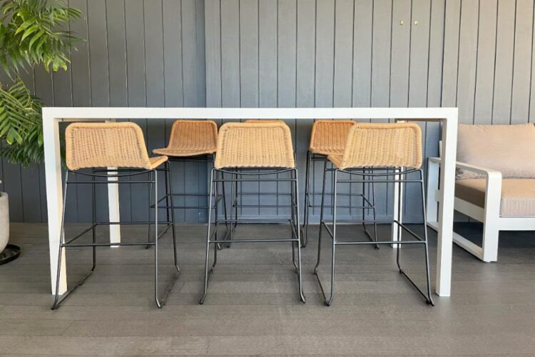 warm contemporary outdoor bar table set NZ
