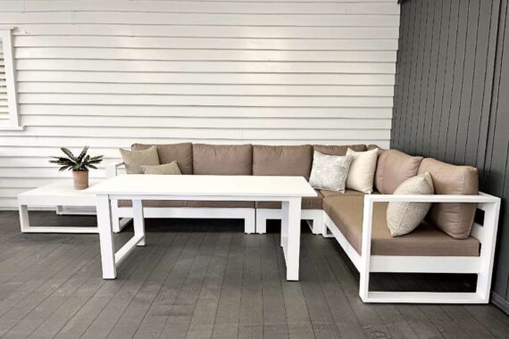 low outdoor dining table white nz