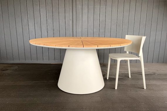 round teak outdoor dining table nz