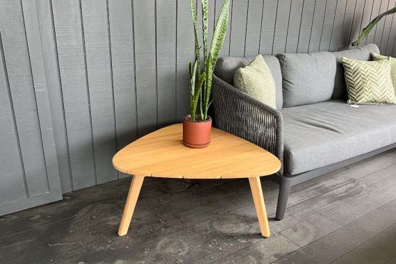 teak slatted side table large nz