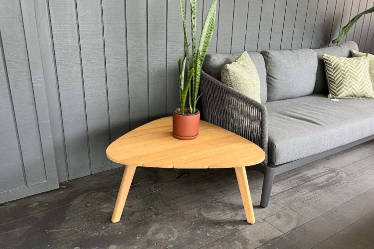 teak slatted side table large nz