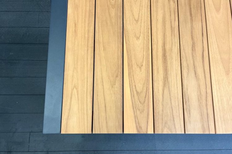 teak top aluminium outdoor dining table